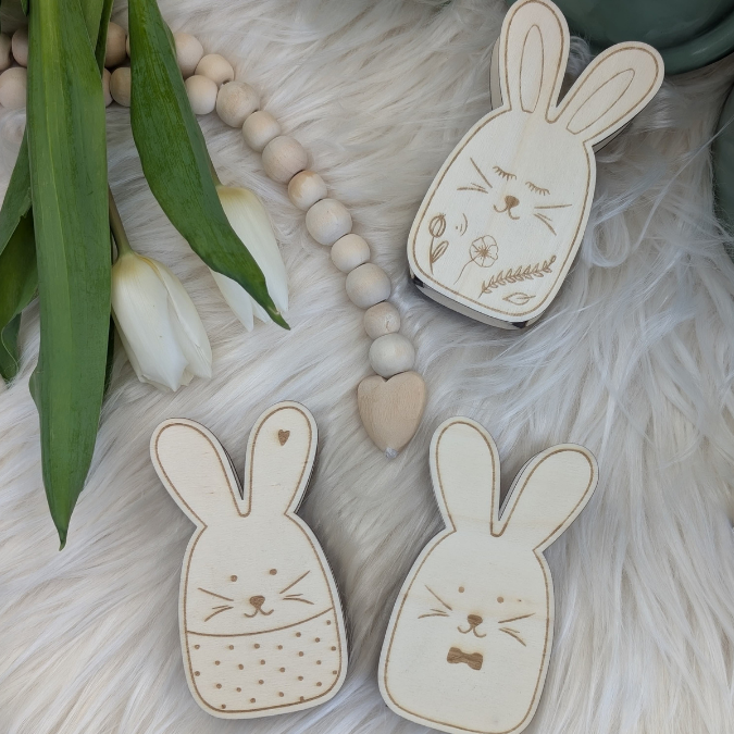 SVG Laser Datei 8 Designs Hasen Mini Hasen zum füllen mit Blumen, Geld oder Ballonlicht Designs Ostern Osterhase SVG-Datei – Bild 11