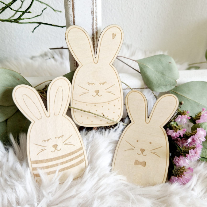SVG Laser Datei 8 Designs Hasen Mini Hasen zum füllen mit Blumen, Geld oder Ballonlicht Designs Ostern Osterhase SVG-Datei – Bild 15