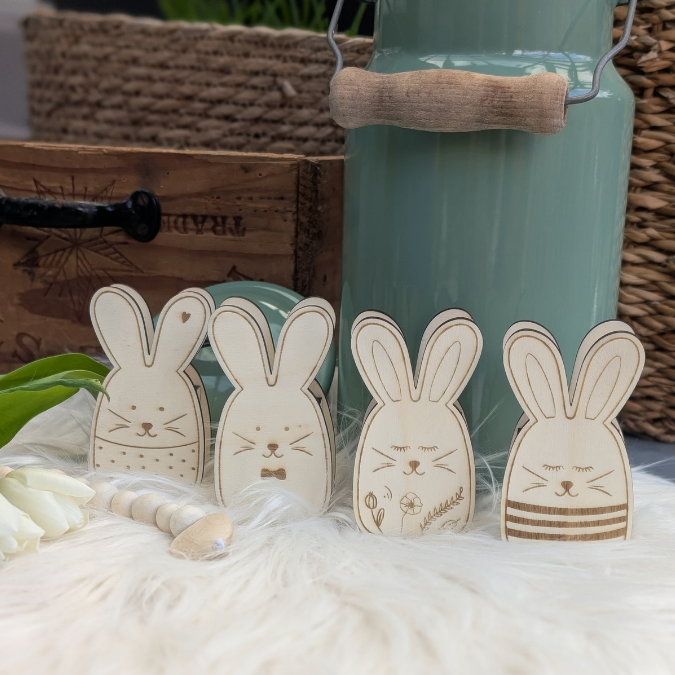 SVG Laser Datei 8 Designs Hasen Mini Hasen zum füllen mit Blumen, Geld oder Ballonlicht Designs Ostern Osterhase SVG-Datei – Bild 17