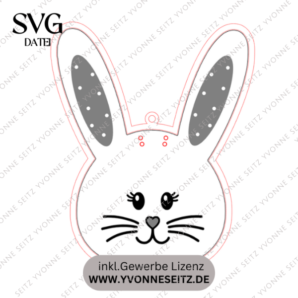 SVG Laser Datei Kranz Hasenkranz 2in1 zum binden für Trockenblumen Hasenanhänger Hasen Osterhase Anhänger Geschenkanhänger Osterdeko Lasercut – Bild 2