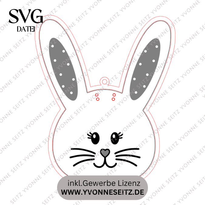 SVG Laser Datei Kranz Hasenkranz 2in1 zum binden für Trockenblumen Hasenanhänger Hasen Osterhase Anhänger Geschenkanhänger Osterdeko Lasercut – Bild 2
