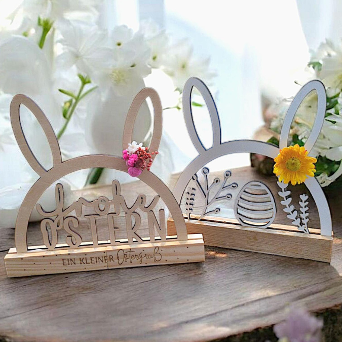 SVG Laser Datei Hasenbogen Klötzchenbogen Hasenohren Floral Osterei Osterdeko SVG Datei – Bild 31