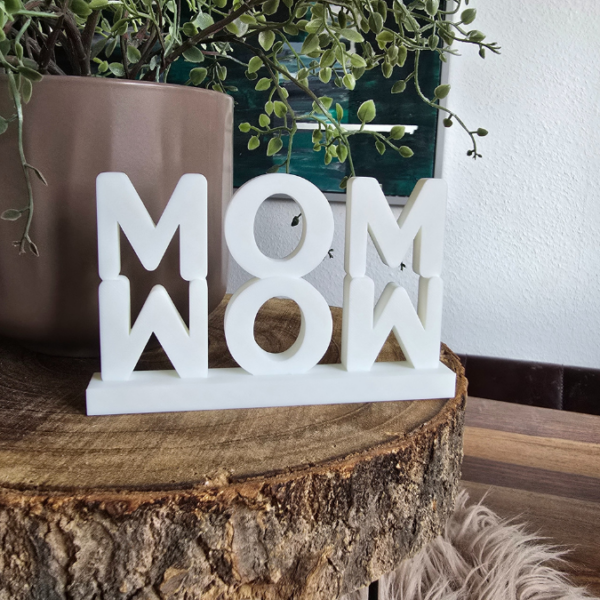STL 3D Druck Datei Schriftzug MOM WOW Muttertag Mama 3DDruck Datei – Bild 2