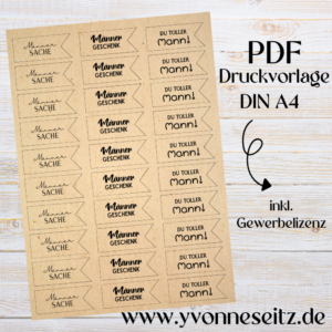 PRINT DRUCKVORLAGE PDF Geschenkanhänger 3 Designs - Männersache - Printable PDF-Datei zum selber drucken