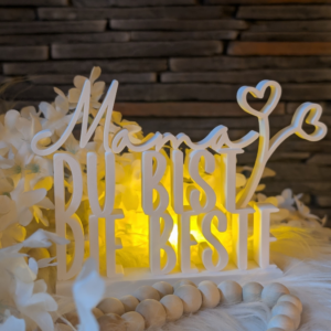 STL 3D Druck Datei Schriftzug Mama du bist die beste mit Blume Muttertag 3DDruck Datei