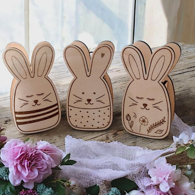 SVG Laser Datei 8 Designs Hasen Mini Hasen zum füllen mit Blumen, Geld oder Ballonlicht Designs Ostern Osterhase SVG-Datei – Bild 27