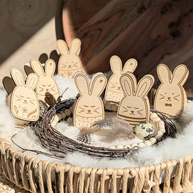 SVG Laser Datei 8 Designs Hasen Mini Hasen zum füllen mit Blumen, Geld oder Ballonlicht Designs Ostern Osterhase SVG-Datei – Bild 29