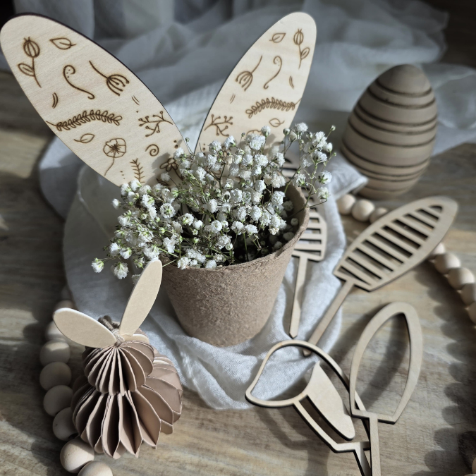 SVG Laser Datei 7 Designs Hasenohren Stecker Pflanzenstecker Caketopper Ostern Hasen Osterhase Ohren SVG-Datei – Bild 3