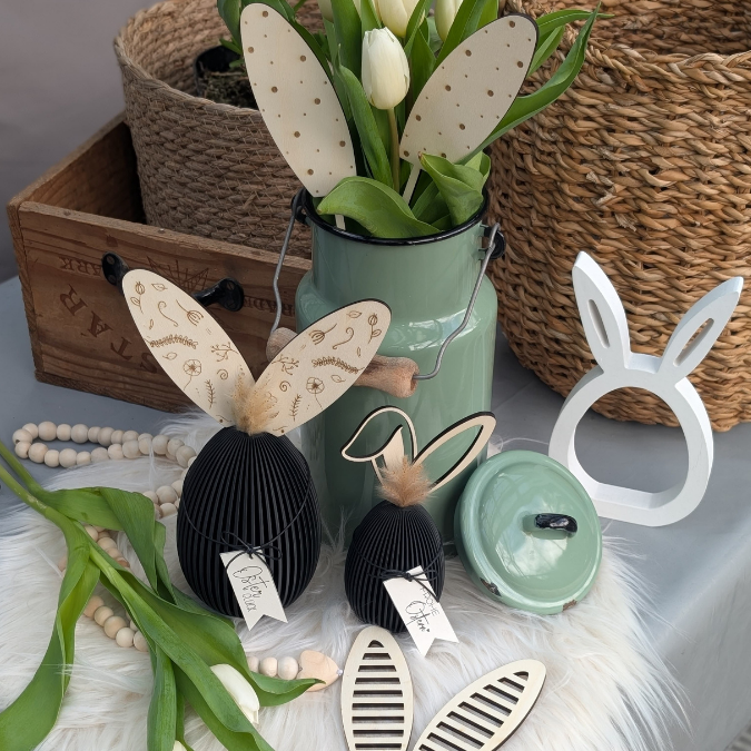 SVG Laser Datei 7 Designs Hasenohren Stecker Pflanzenstecker Caketopper Ostern Hasen Osterhase Ohren SVG-Datei – Bild 13