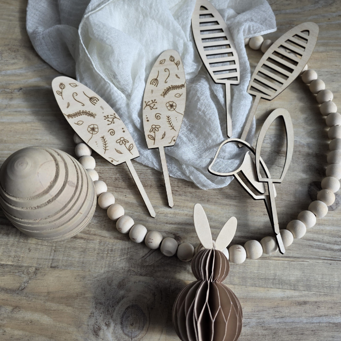 SVG Laser Datei 7 Designs Hasenohren Stecker Pflanzenstecker Caketopper Ostern Hasen Osterhase Ohren SVG-Datei – Bild 5