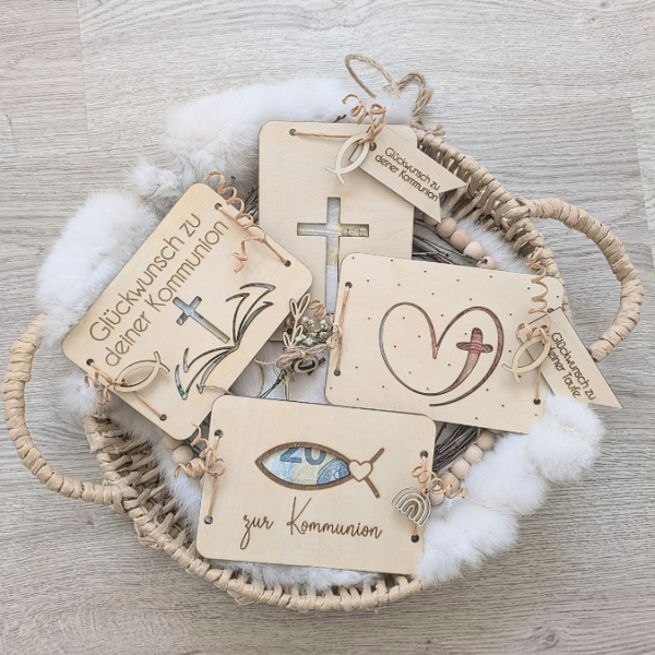 SVG Laser Datei Geldgeschenk Verpackung für Geld 4 Designs kirchliche Anlässe Taufe Konfirmation Kommunion Firmung Gutscheinkarten SVG-Datei Geldkarten – Bild 19