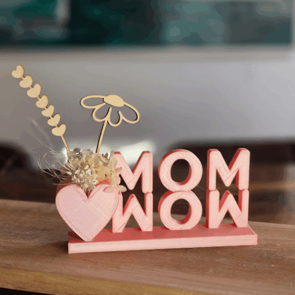 STL 3D Druck Datei Schriftzug MOM WOW mit Herz zum füllen Muttertag 3D-Druck Datei – Bild 6