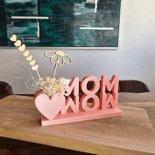 STL 3D Druck Datei Schriftzug MOM WOW mit Herz zum füllen Muttertag 3D-Druck Datei – Bild 7