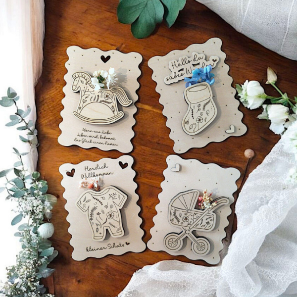 SVG Laser Datei - Karten zur geburt Baby geschenkidee zur Geburt für Blumen oder Geld Postkarten Grußkarten Laserdatei – Bild 7