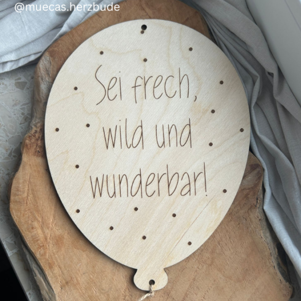 SVG Laserdatei 2er Set Luftballon Kinderzimmerdeko Türschild Sei frech wild und wunderbar & Wie schön das du geboren bist SVG-Datei – Bild 12
