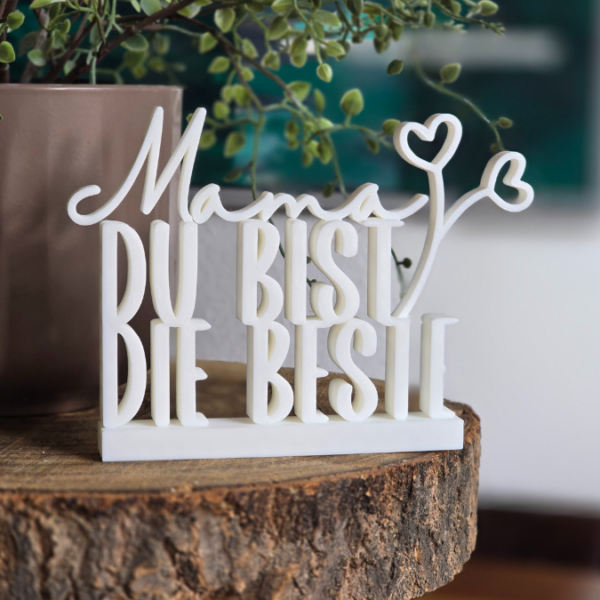 STL 3D Druck Datei Schriftzug Mama du bist die beste mit Blume Muttertag 3DDruck Datei – Bild 2