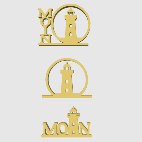 STL 3D Druck Datei 3er Set Aufsteller Schriftzug Moin Leuchtturm  Maritim Statement Meer  Geschenkidee 3D-Druck Datei – Bild 4