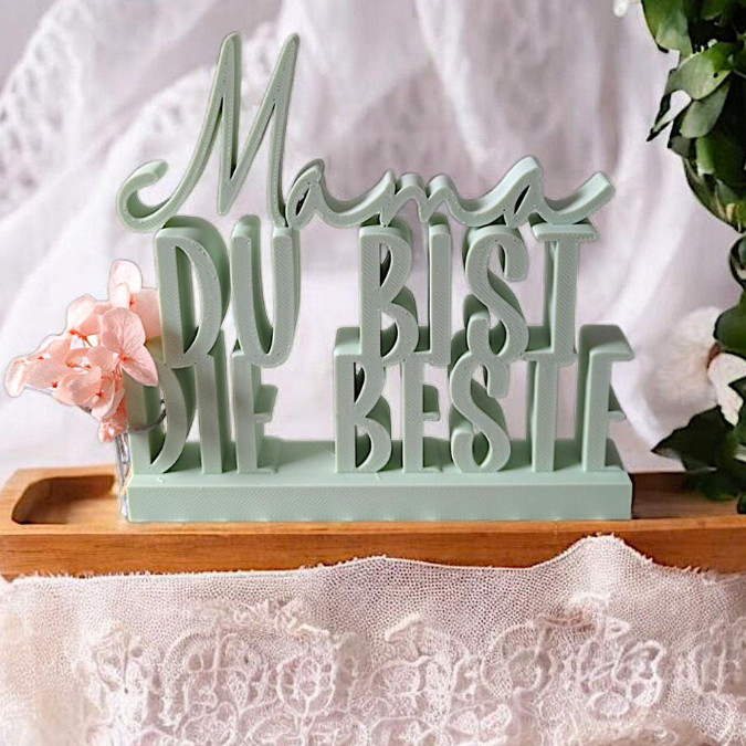 STL 3D Druck Datei Schriftzug Mama du bist die beste Muttertag 3DDruck Datei – Bild 3