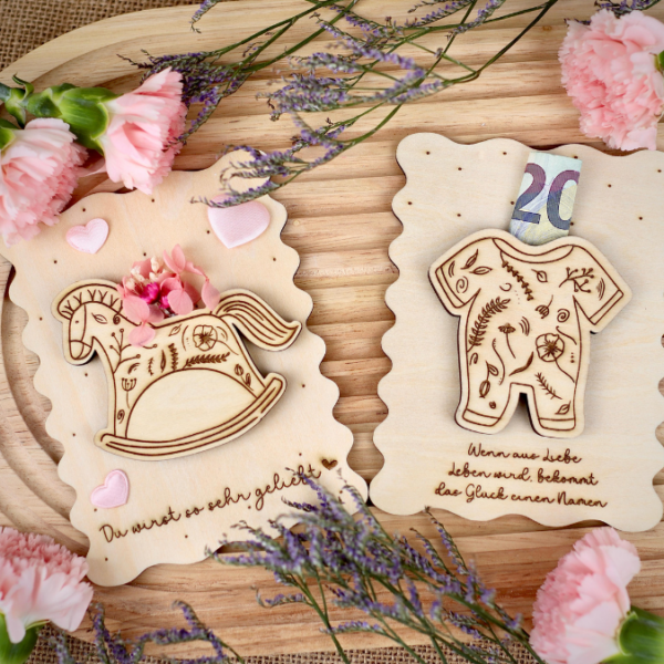 SVG Laser Datei - Karten zur geburt Baby geschenkidee zur Geburt für Blumen oder Geld Postkarten Grußkarten Laserdatei – Bild 4