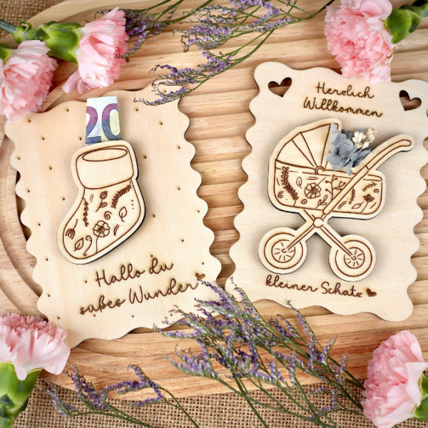 SVG Laser Datei - Karten zur geburt Baby geschenkidee zur Geburt für Blumen oder Geld Postkarten Grußkarten Laserdatei – Bild 8