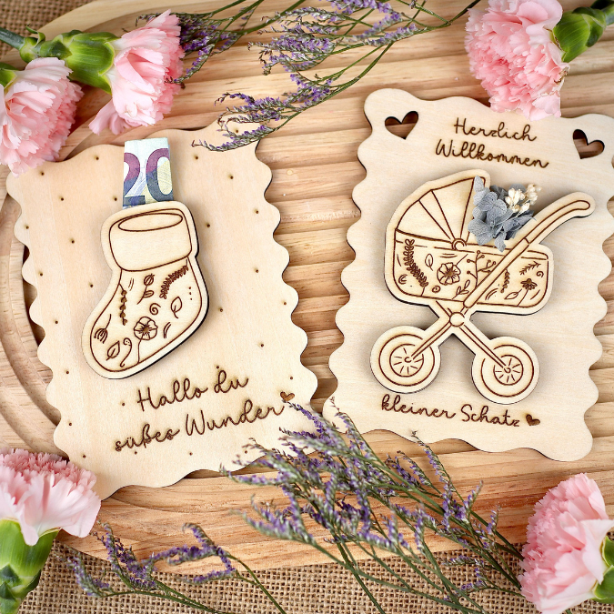 SVG Laser Datei - Karten zur geburt Baby geschenkidee zur Geburt für Blumen oder Geld Postkarten Grußkarten Laserdatei – Bild 8