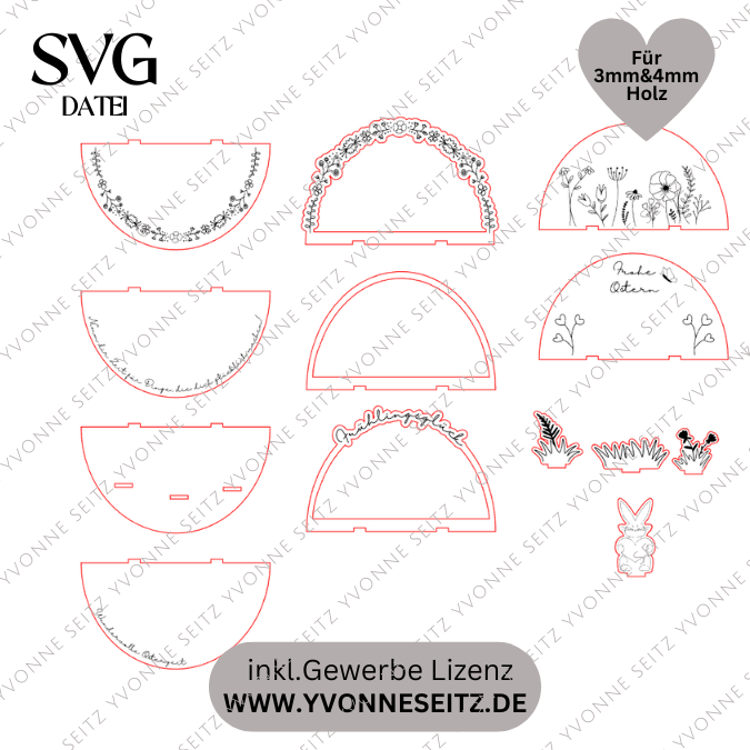 3mm und 4mm Kulisse für Gießteile und Kleinigkeiten Frühlingskulisse Teller zum dekorieren Dekoteller StänderSVG Laser Datei – Bild 2