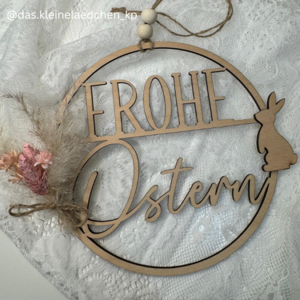 SVG Laser Datei Kranz Frohe Ostern schlicht Osterkranz zum binden für Trockenblumen Laserdatei – Bild 7