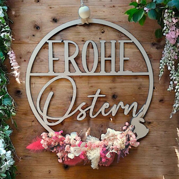 SVG Laser Datei Kranz Frohe Ostern schlicht Osterkranz zum binden für Trockenblumen Laserdatei – Bild 14