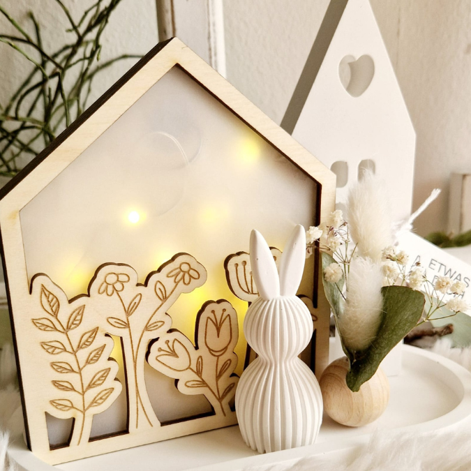 SVG Laser Datei Frühlingshaus zum beleuchten Lichthaus Ostern Zuhause für Transparentpapier Laserdatei SVG Datei – Bild 5