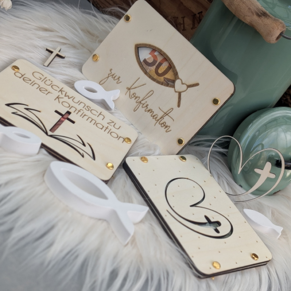 SVG Laser Datei Geldgeschenk Verpackung für Geld 4 Designs kirchliche Anlässe Taufe Konfirmation Kommunion Firmung Gutscheinkarten SVG-Datei Geldkarten – Bild 18