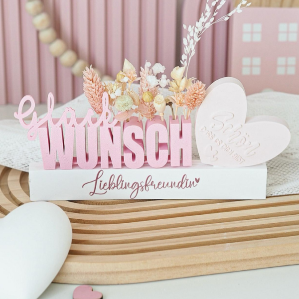 STL 3D Druck Datei Geschenkidee Schriftzug Geburtstag GLÜCK WUNSCH mit Löchern für Blumen 3D Druck Datei – Bild 4