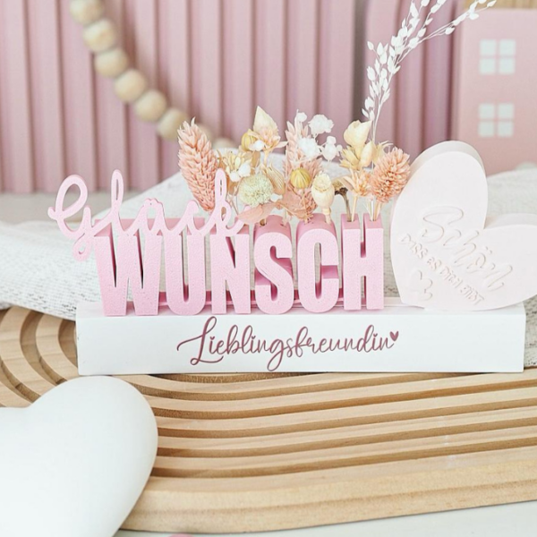STL 3D Druck Datei Geschenkidee Schriftzug Geburtstag GLÜCK WUNSCH mit Löchern für Blumen 3D Druck Datei – Bild 2