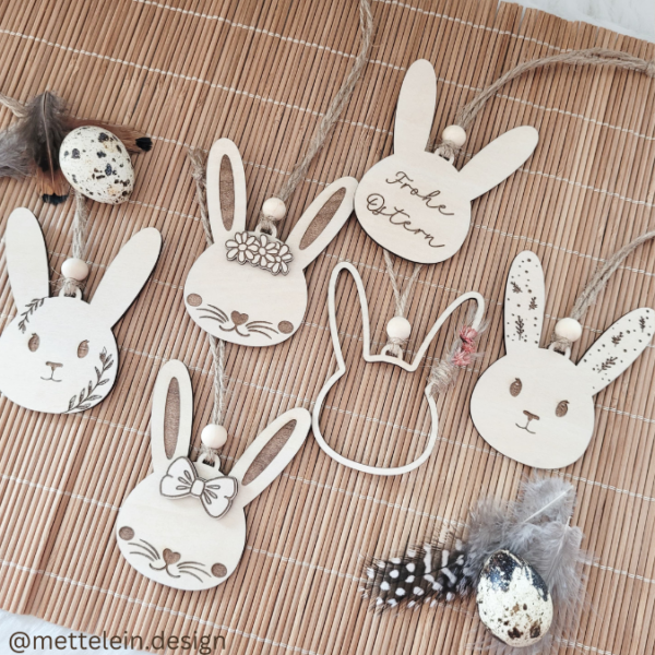 SVG Laser Datei Osteranhänger Hasenanhänger personalisierbar Hasen Osterhase Anhänger Geschenkanhänger Osterdeko Lasercut – Bild 8