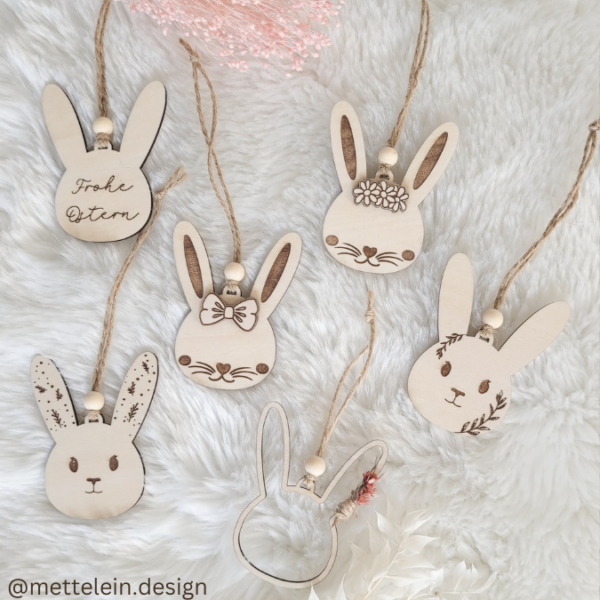SVG Laser Datei Osteranhänger Hasenanhänger personalisierbar Hasen Osterhase Anhänger Geschenkanhänger Osterdeko Lasercut – Bild 9