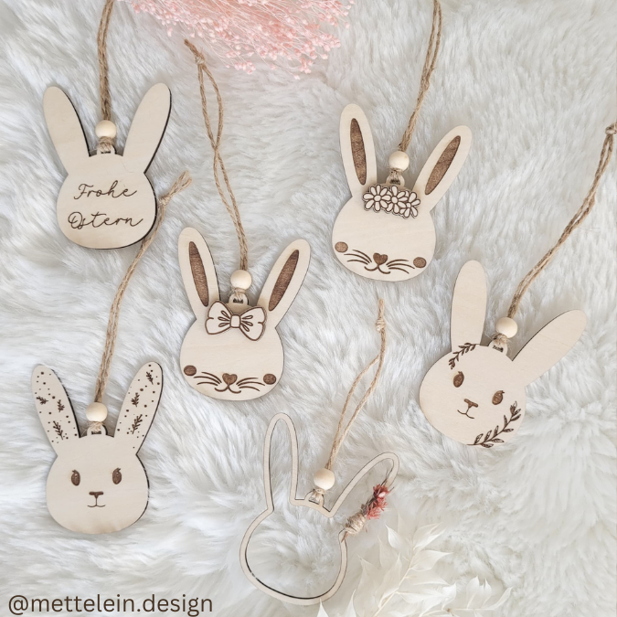 SVG Laser Datei Osteranhänger Hasenanhänger personalisierbar Hasen Osterhase Anhänger Geschenkanhänger Osterdeko Lasercut – Bild 9