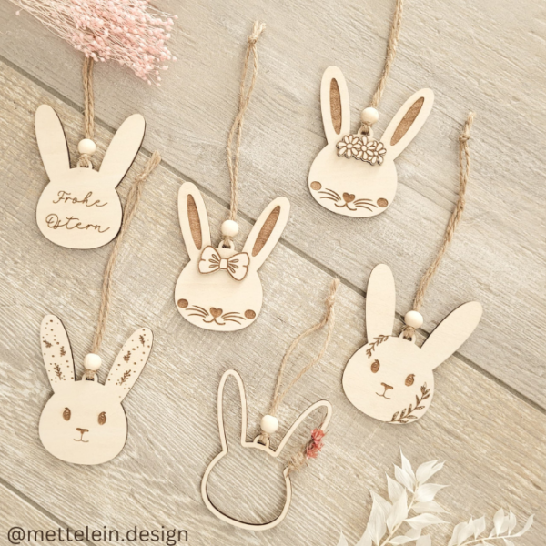 SVG Laser Datei Osteranhänger Hasenanhänger personalisierbar Hasen Osterhase Anhänger Geschenkanhänger Osterdeko Lasercut – Bild 10
