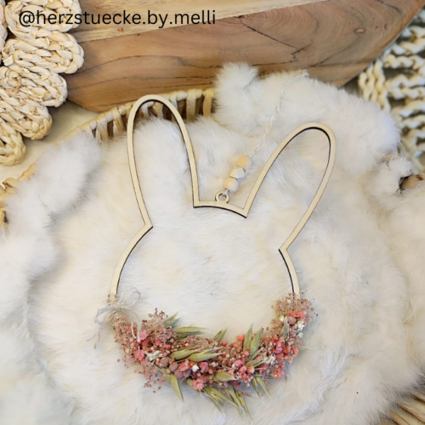 SVG Laser Datei Kranz Hasenkranz 2in1 zum binden für Trockenblumen Hasenanhänger Hasen Osterhase Anhänger Geschenkanhänger Osterdeko Lasercut – Bild 6
