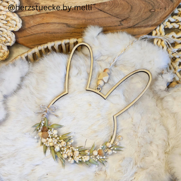 SVG Laser Datei Kranz Hasenkranz 2in1 zum binden für Trockenblumen Hasenanhänger Hasen Osterhase Anhänger Geschenkanhänger Osterdeko Lasercut – Bild 7