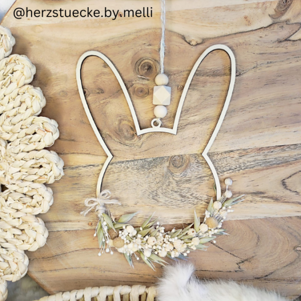 SVG Laser Datei Kranz Hasenkranz 2in1 zum binden für Trockenblumen Hasenanhänger Hasen Osterhase Anhänger Geschenkanhänger Osterdeko Lasercut – Bild 8