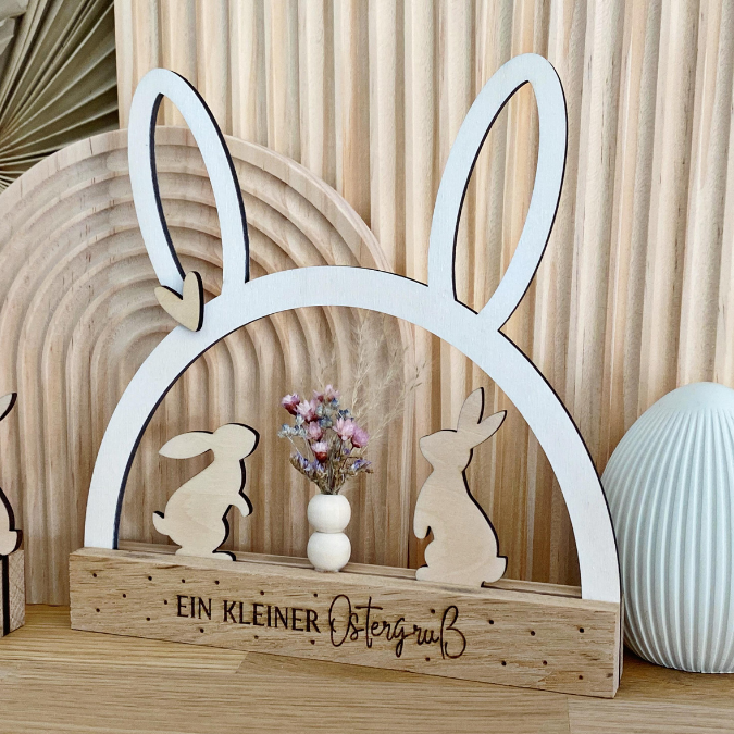 SVG Laser Datei Hasenbogen Klötzchenbogen Hasenohren Floral Osterei Osterdeko SVG Datei – Bild 14