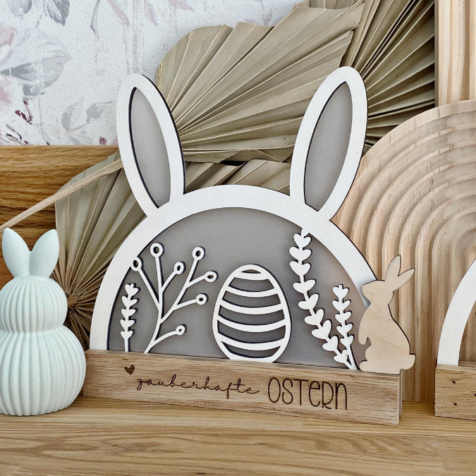 SVG Laser Datei Hasenbogen Klötzchenbogen Hasenohren Floral Osterei Osterdeko SVG Datei – Bild 15