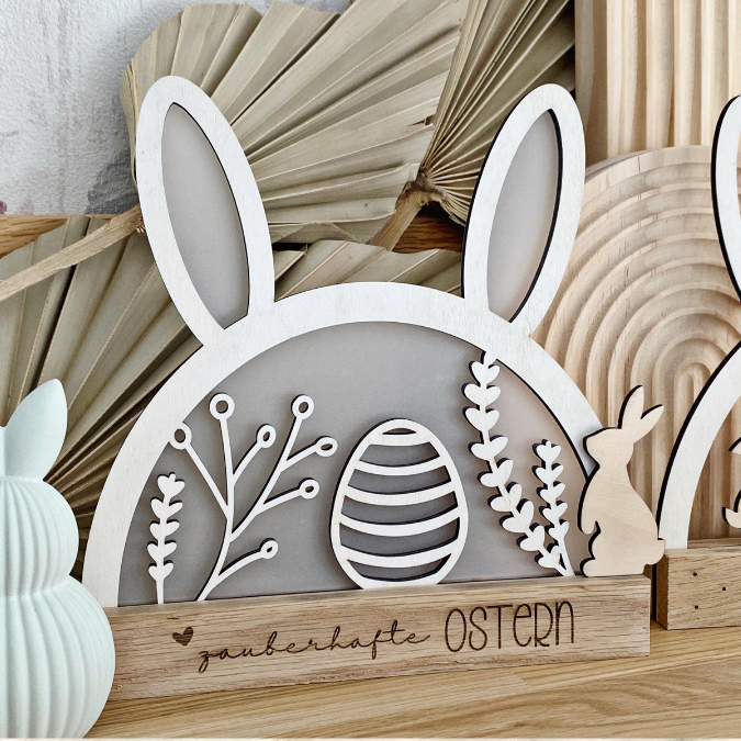 SVG Laser Datei Hasenbogen Klötzchenbogen Hasenohren Floral Osterei Osterdeko SVG Datei – Bild 9