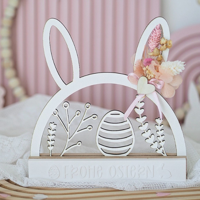 SVG Laser Datei Hasenbogen Klötzchenbogen Hasenohren Floral Osterei Osterdeko SVG Datei – Bild 11