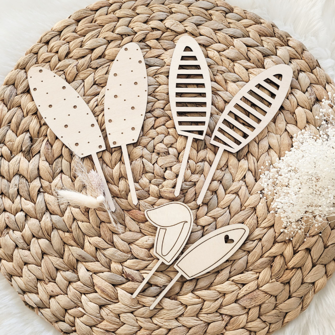 SVG Laser Datei 7 Designs Hasenohren Stecker Pflanzenstecker Caketopper Ostern Hasen Osterhase Ohren SVG-Datei – Bild 21