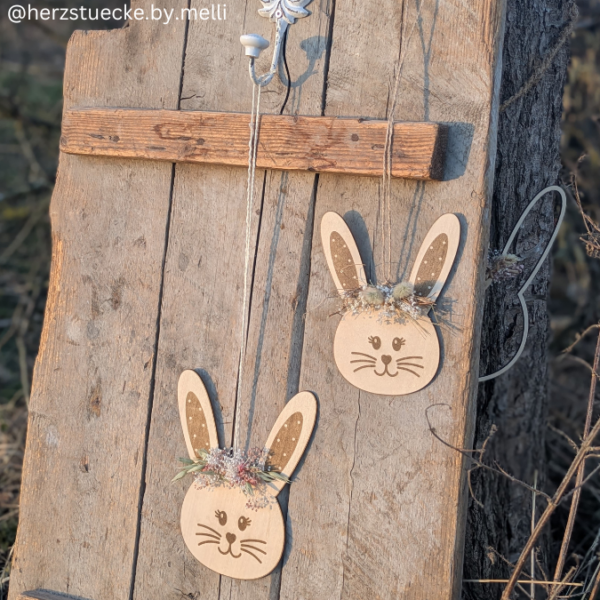 SVG Laser Datei Kranz Hasenkranz 2in1 zum binden für Trockenblumen Hasenanhänger Hasen Osterhase Anhänger Geschenkanhänger Osterdeko Lasercut – Bild 12