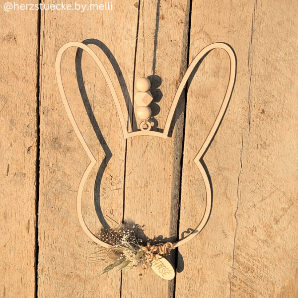 SVG Laser Datei Kranz Hasenkranz 2in1 zum binden für Trockenblumen Hasenanhänger Hasen Osterhase Anhänger Geschenkanhänger Osterdeko Lasercut – Bild 13