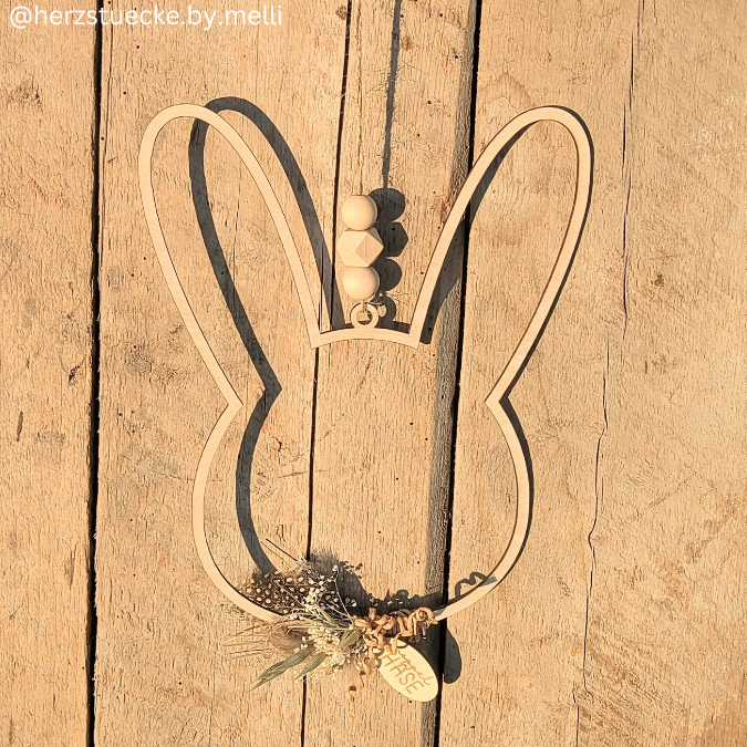 SVG Laser Datei Kranz Hasenkranz 2in1 zum binden für Trockenblumen Hasenanhänger Hasen Osterhase Anhänger Geschenkanhänger Osterdeko Lasercut – Bild 13