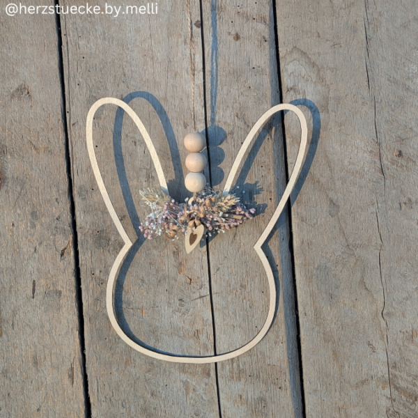 SVG Laser Datei Kranz Hasenkranz 2in1 zum binden für Trockenblumen Hasenanhänger Hasen Osterhase Anhänger Geschenkanhänger Osterdeko Lasercut – Bild 14