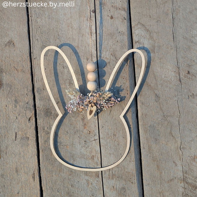 SVG Laser Datei Kranz Hasenkranz 2in1 zum binden für Trockenblumen Hasenanhänger Hasen Osterhase Anhänger Geschenkanhänger Osterdeko Lasercut – Bild 14
