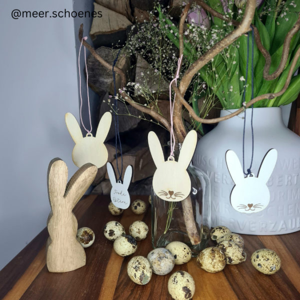 SVG Laser Datei Osteranhänger Hasenanhänger personalisierbar Hasen Osterhase Anhänger Geschenkanhänger Osterdeko Lasercut – Bild 11